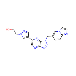 OCCn1cc(-c2cnc3nnn(Cc4ccc5nccn5c4)c3n2)cn1 ZINC000144179945