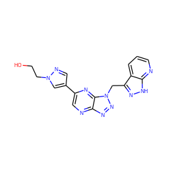 OCCn1cc(-c2cnc3nnn(Cc4n[nH]c5ncccc45)c3n2)cn1 ZINC000149784923