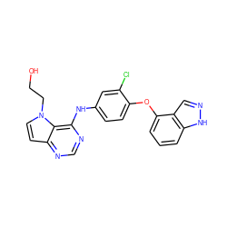 OCCn1ccc2ncnc(Nc3ccc(Oc4cccc5[nH]ncc45)c(Cl)c3)c21 ZINC000043196353