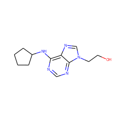 OCCn1cnc2c(NC3CCCC3)ncnc21 ZINC000013824410