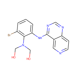 OCN(CO)c1c(Br)cccc1Nc1ncnc2ccncc12 ZINC000029133434