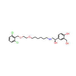 OCc1cc([C@@H](O)CNCCCCCCOCCOCc2c(Cl)cccc2Cl)ccc1O ZINC000003991624