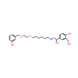 OCc1cc([C@@H](O)CNCCCCCCOCCOCc2cccc(O)c2)ccc1O ZINC000049113212