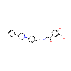 OCc1cc([C@@H](O)CNCCc2ccc(N3CCC(c4ccccc4)CC3)cc2)ccc1O ZINC000169351196