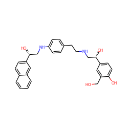 OCc1cc([C@@H](O)CNCCc2ccc(NC[C@@H](O)c3ccc4ccccc4c3)cc2)ccc1O ZINC000073224037