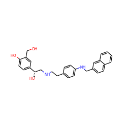 OCc1cc([C@@H](O)CNCCc2ccc(NCc3ccc4ccccc4c3)cc2)ccc1O ZINC000169351194