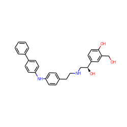 OCc1cc([C@@H](O)CNCCc2ccc(Nc3ccc(-c4ccccc4)cc3)cc2)ccc1O ZINC000169351232