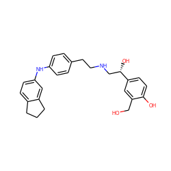 OCc1cc([C@@H](O)CNCCc2ccc(Nc3ccc4c(c3)CCC4)cc2)ccc1O ZINC000169351230