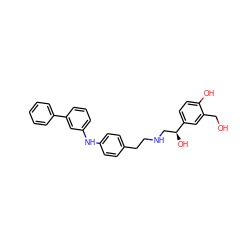 OCc1cc([C@@H](O)CNCCc2ccc(Nc3cccc(-c4ccccc4)c3)cc2)ccc1O ZINC000034324460