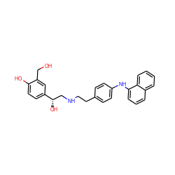 OCc1cc([C@@H](O)CNCCc2ccc(Nc3cccc4ccccc34)cc2)ccc1O ZINC000169351228