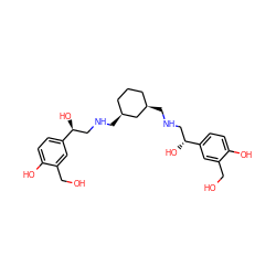 OCc1cc([C@H](O)CNC[C@@H]2CCC[C@H](CNC[C@H](O)c3ccc(O)c(CO)c3)C2)ccc1O ZINC000073221044