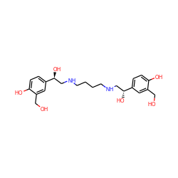 OCc1cc([C@H](O)CNCCCCNC[C@H](O)c2ccc(O)c(CO)c2)ccc1O ZINC000073240698