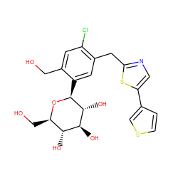 OCc1cc(Cl)c(Cc2ncc(-c3ccsc3)s2)cc1[C@@H]1O[C@H](CO)[C@@H](O)[C@H](O)[C@H]1O ZINC000071295581