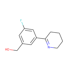 OCc1cc(F)cc(C2=NCCCC2)c1 ZINC000653695773