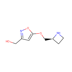 OCc1cc(OC[C@@H]2CCN2)on1 ZINC000095556737