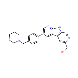 OCc1cc2c(cn1)[nH]c1ncc(-c3ccc(CN4CCCCC4)cc3)cc12 ZINC000068152327