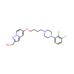 OCc1cc2cc(OCCCCN3CCN(c4cccc(Cl)c4Cl)CC3)ccn2n1 ZINC000169349766