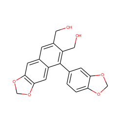 OCc1cc2cc3c(cc2c(-c2ccc4c(c2)OCO4)c1CO)OCO3 ZINC000026180527