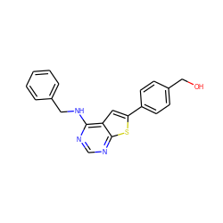 OCc1ccc(-c2cc3c(NCc4ccccc4)ncnc3s2)cc1 ZINC000653701057