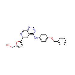 OCc1ccc(-c2cc3c(Nc4ccc(OCc5ccccc5)cc4)ncnc3cn2)o1 ZINC000040918854