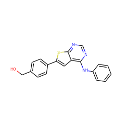 OCc1ccc(-c2cc3c(Nc4ccccc4)ncnc3s2)cc1 ZINC000653686903