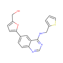 OCc1ccc(-c2ccc3ncnc(NCc4cccs4)c3c2)o1 ZINC000066167355