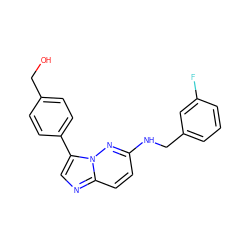 OCc1ccc(-c2cnc3ccc(NCc4cccc(F)c4)nn23)cc1 ZINC000473132417