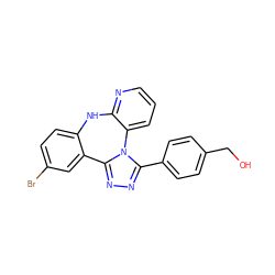 OCc1ccc(-c2nnc3n2-c2cccnc2Nc2ccc(Br)cc2-3)cc1 ZINC000096174160