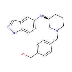 OCc1ccc(CN2CCC[C@H](Nc3ccc4[nH]ncc4c3)C2)cc1 ZINC000113825923
