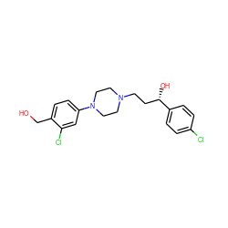 OCc1ccc(N2CCN(CC[C@H](O)c3ccc(Cl)cc3)CC2)cc1Cl ZINC000000840724