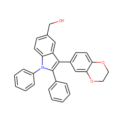 OCc1ccc2c(c1)c(-c1ccc3c(c1)OCCO3)c(-c1ccccc1)n2-c1ccccc1 ZINC000036388882