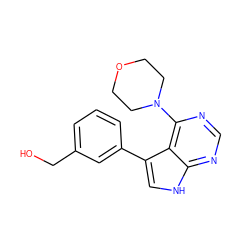 OCc1cccc(-c2c[nH]c3ncnc(N4CCOCC4)c23)c1 ZINC000210726994