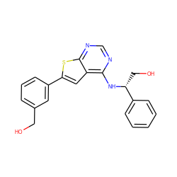 OCc1cccc(-c2cc3c(N[C@H](CO)c4ccccc4)ncnc3s2)c1 ZINC000653686920