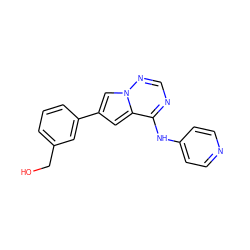 OCc1cccc(-c2cc3c(Nc4ccncc4)ncnn3c2)c1 ZINC000299835995