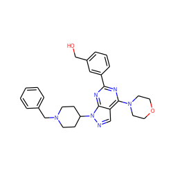 OCc1cccc(-c2nc(N3CCOCC3)c3cnn(C4CCN(Cc5ccccc5)CC4)c3n2)c1 ZINC000045388029