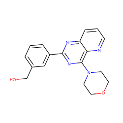 OCc1cccc(-c2nc(N3CCOCC3)c3ncccc3n2)c1 ZINC000103255530