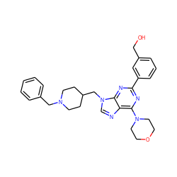 OCc1cccc(-c2nc(N3CCOCC3)c3ncn(CC4CCN(Cc5ccccc5)CC4)c3n2)c1 ZINC000045350243