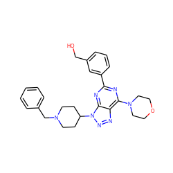 OCc1cccc(-c2nc(N3CCOCC3)c3nnn(C4CCN(Cc5ccccc5)CC4)c3n2)c1 ZINC000045339244