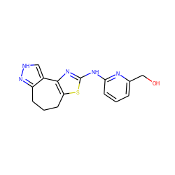 OCc1cccc(Nc2nc3c(s2)CCCc2n[nH]cc2-3)n1 ZINC000072118624