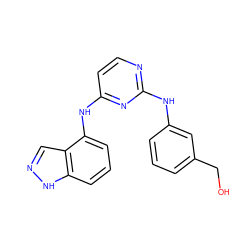 OCc1cccc(Nc2nccc(Nc3cccc4[nH]ncc34)n2)c1 ZINC000064527176