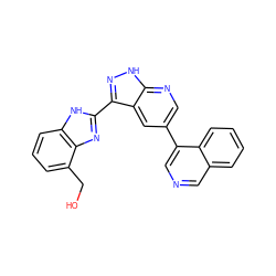 OCc1cccc2[nH]c(-c3n[nH]c4ncc(-c5cncc6ccccc56)cc34)nc12 ZINC000028950058