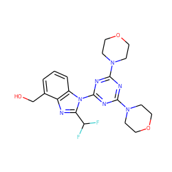 OCc1cccc2c1nc(C(F)F)n2-c1nc(N2CCOCC2)nc(N2CCOCC2)n1 ZINC000073138401