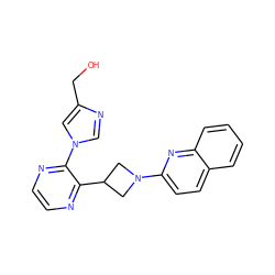 OCc1cn(-c2nccnc2C2CN(c3ccc4ccccc4n3)C2)cn1 ZINC000140127773