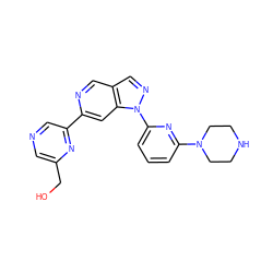 OCc1cncc(-c2cc3c(cn2)cnn3-c2cccc(N3CCNCC3)n2)n1 ZINC000224877411