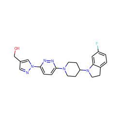 OCc1cnn(-c2ccc(N3CCC(N4CCc5ccc(F)cc54)CC3)nn2)c1 ZINC000103242930