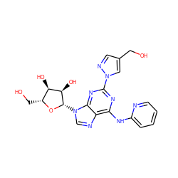 OCc1cnn(-c2nc(Nc3ccccn3)c3ncn([C@@H]4O[C@H](CO)[C@@H](O)[C@H]4O)c3n2)c1 ZINC000028817684