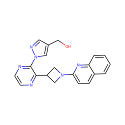 OCc1cnn(-c2nccnc2C2CN(c3ccc4ccccc4n3)C2)c1 ZINC000140158716