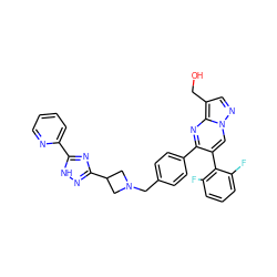 OCc1cnn2cc(-c3c(F)cccc3F)c(-c3ccc(CN4CC(c5n[nH]c(-c6ccccn6)n5)C4)cc3)nc12 ZINC000167017066