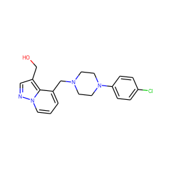 OCc1cnn2cccc(CN3CCN(c4ccc(Cl)cc4)CC3)c12 ZINC000013863617