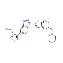 OCc1n[nH]nc1-c1ccc2c(-c3cc4cc(CN5CCCCC5)ccc4[nH]3)n[nH]c2c1 ZINC000014949271